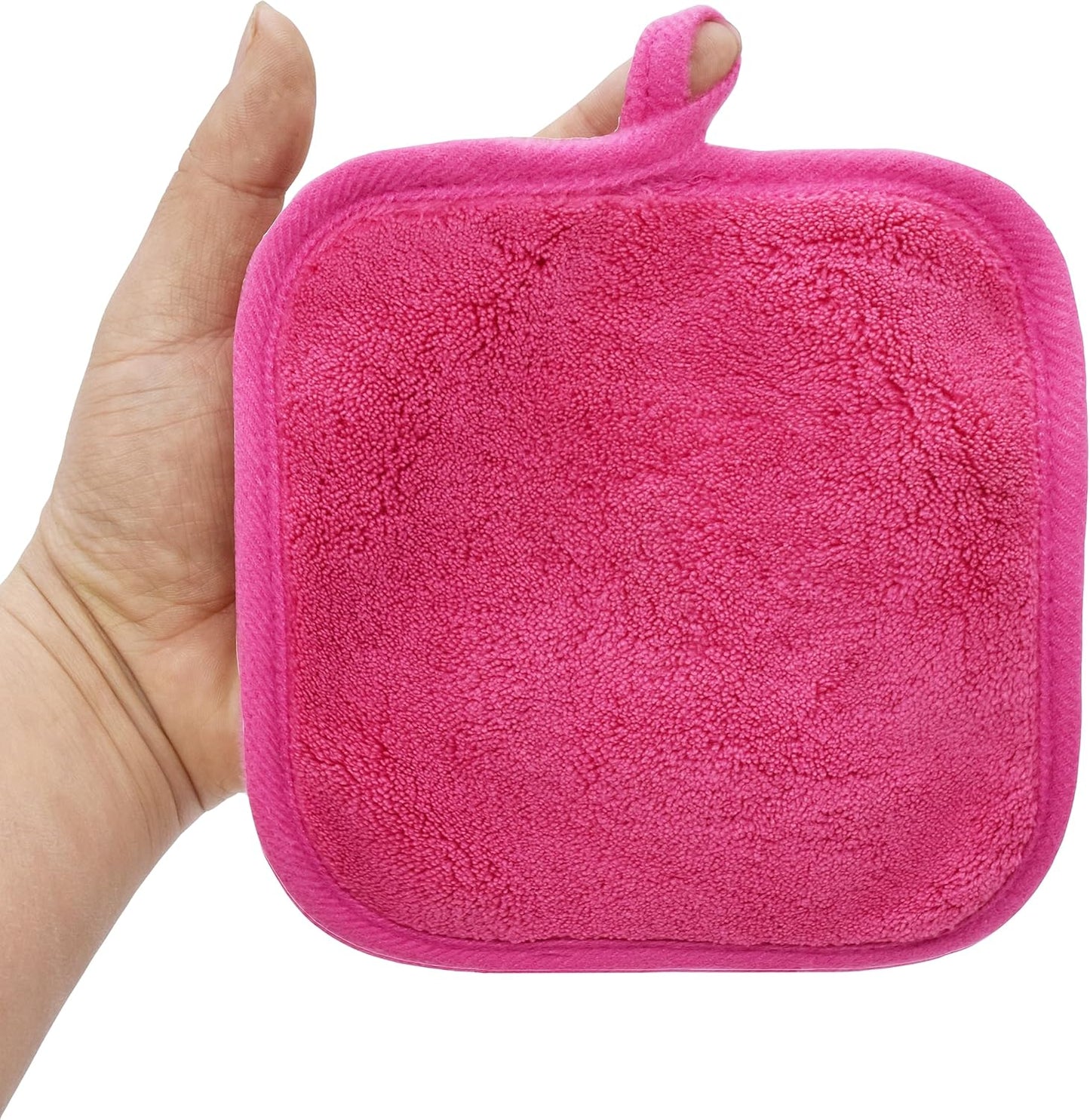 Lot De 12 Chiffons Démaquillants Réutilisables En Microfibre Douce Pour Le Visage, Les Yeux, Les Lèvres - 5 X 5Inch - Rose Foncé