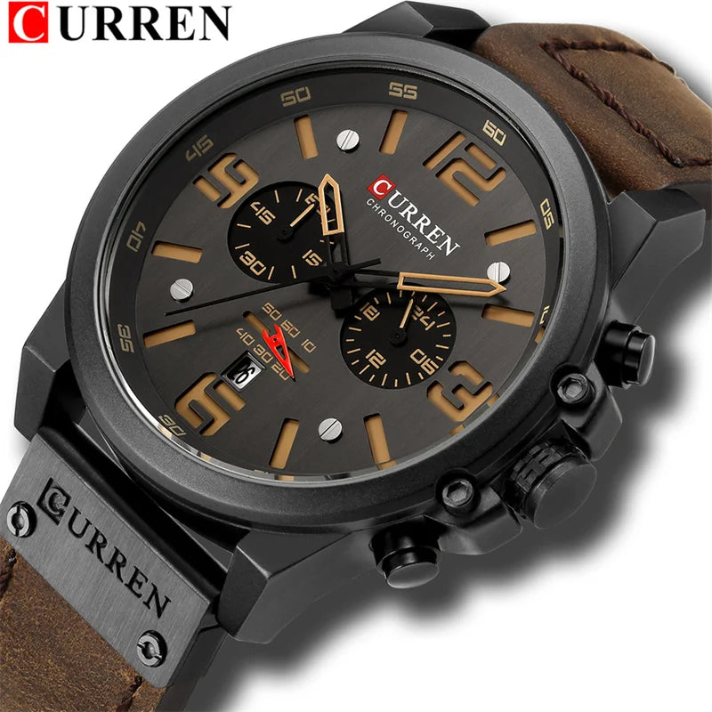 8314 Quartz Watch for Men Chronograph Sport Mens Watches Clock Leather Male Wristwatch Relogio Masculino Fashion Gift