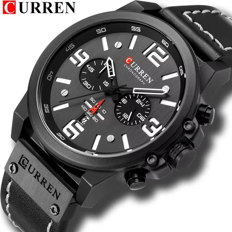 8314 Quartz Watch for Men Chronograph Sport Mens Watches Clock Leather Male Wristwatch Relogio Masculino Fashion Gift