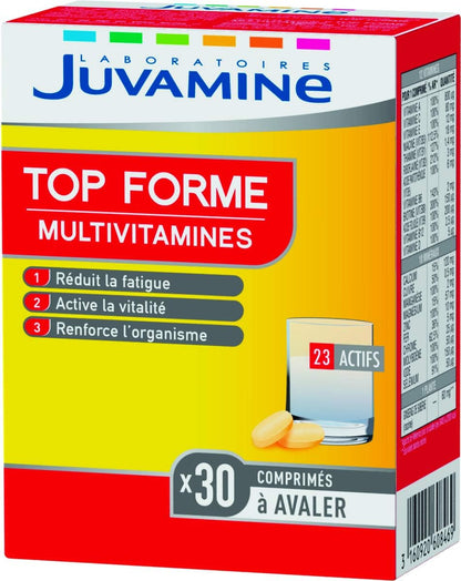 Top Forme, 12 Multivitamines & 10 Minéraux, Vitalité, Tonus, Aide À Réduire La Fatigue, Soutient L'Immunité, Programme De 1 Mois, 30 Comprimés, Fabriqué En France