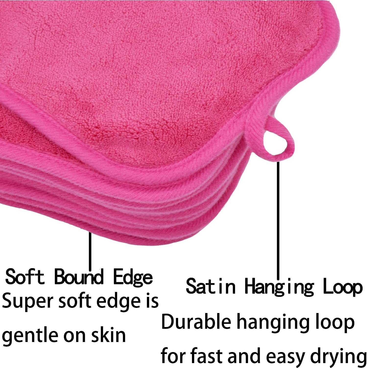 Lot De 12 Chiffons Démaquillants Réutilisables En Microfibre Douce Pour Le Visage, Les Yeux, Les Lèvres - 5 X 5Inch - Rose Foncé