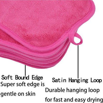 Lot De 12 Chiffons Démaquillants Réutilisables En Microfibre Douce Pour Le Visage, Les Yeux, Les Lèvres - 5 X 5Inch - Rose Foncé