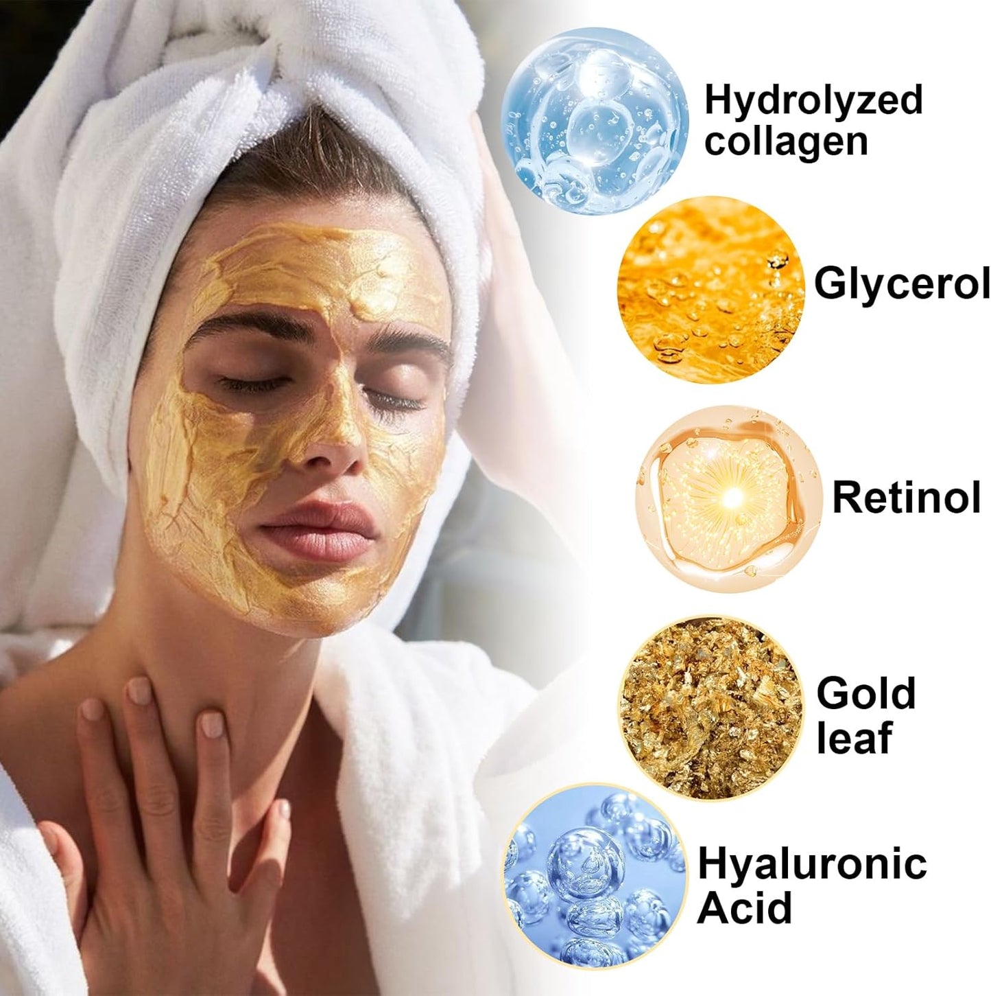 Masque D'Or Au Retinol,Rétinol Venin De Serpent Masque D'Or,Masque Facial Anti-Âge,Masque Visage D'Or,Retinol Snake Venom Gold Mask,Rejuvenating Gold Peel off Mask,Anti-Aging Gold Face Mask