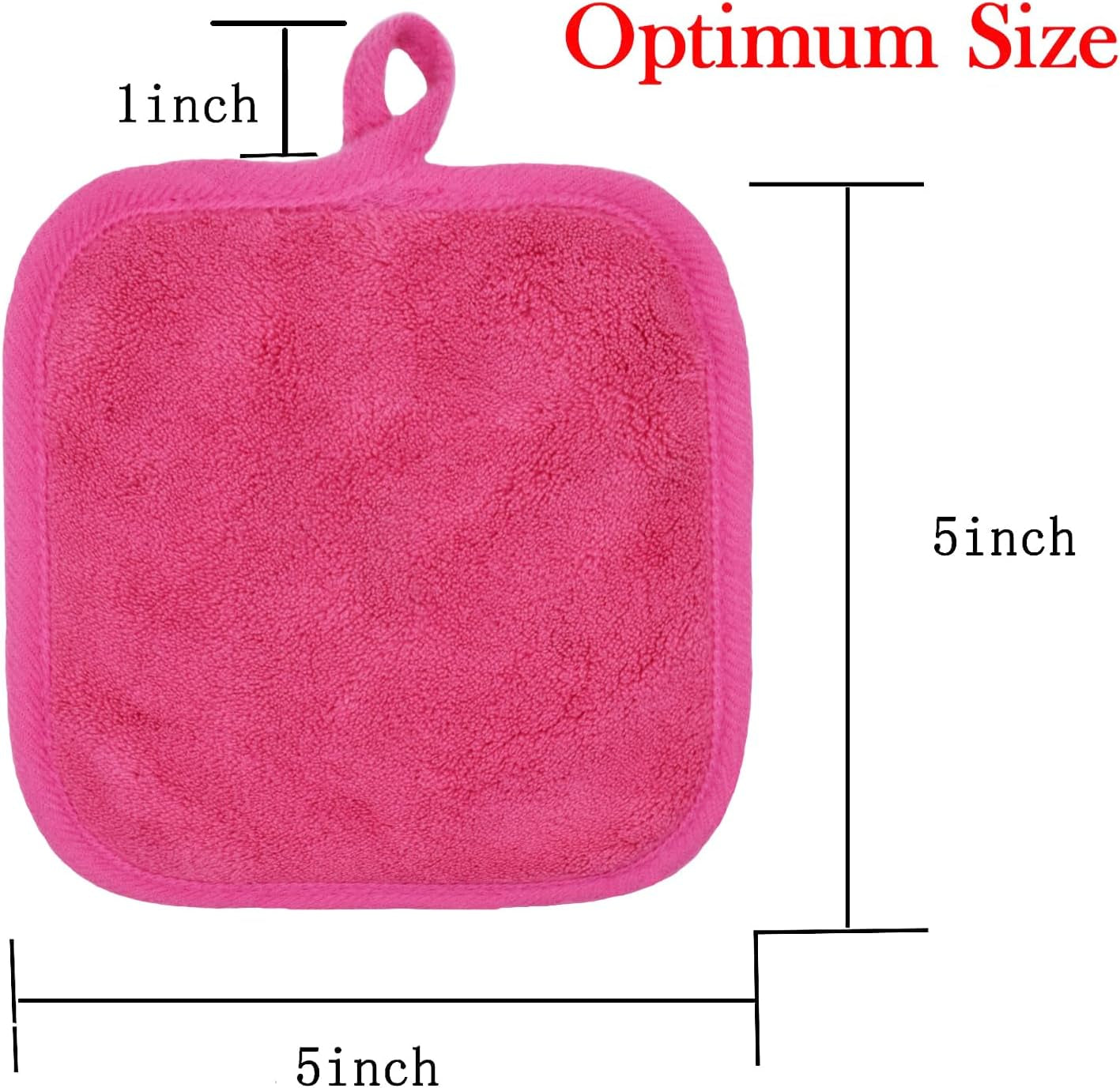 Lot De 12 Chiffons Démaquillants Réutilisables En Microfibre Douce Pour Le Visage, Les Yeux, Les Lèvres - 5 X 5Inch - Rose Foncé