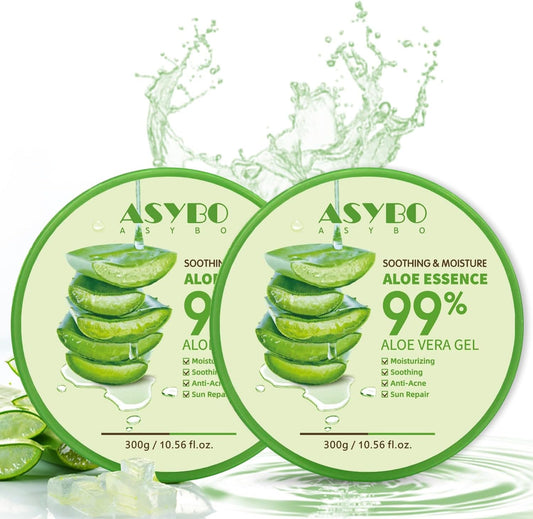 300X2 ML Gel D'Aloe Vera Naturel -Crème Hydratante Bio, Apaisante Et Hydratante, Réparatrice Coups De Soleil Et Cicatrices, Soin Visage Corps Cheveux
