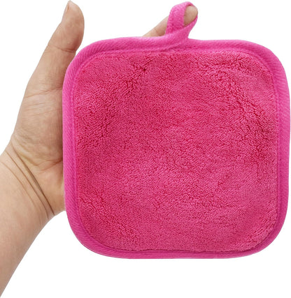 Lot De 12 Chiffons Démaquillants Réutilisables En Microfibre Douce Pour Le Visage, Les Yeux, Les Lèvres - 5 X 5Inch - Rose Foncé