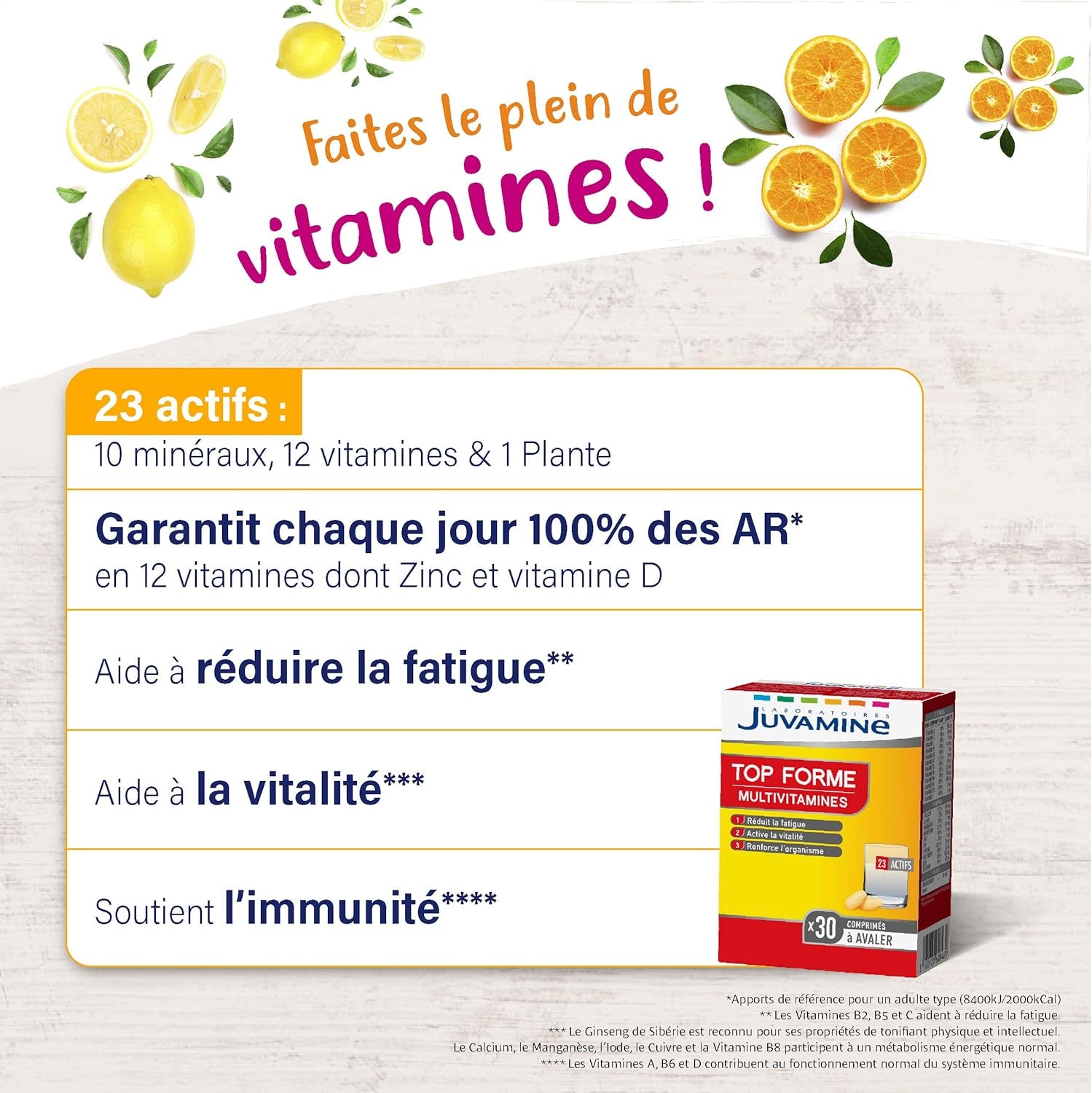 Top Forme, 12 Multivitamines & 10 Minéraux, Vitalité, Tonus, Aide À Réduire La Fatigue, Soutient L'Immunité, Programme De 1 Mois, 30 Comprimés, Fabriqué En France