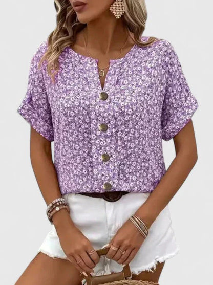 Blusa Estiva Floreale in Cotone per Ogni Occasione