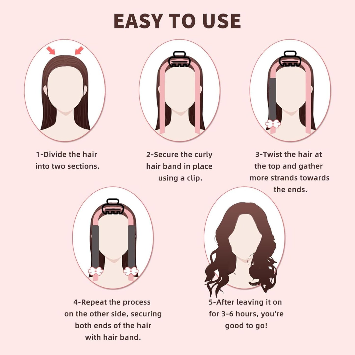 Bigoudi, Rouleau À Cheveux Sans Chaleur, Heatless Hair Curlers Velours Rouleau Cheveux Curling Rod Headband Bigoudi De Sommeil Doux, Pour Cheveux Longs Et Moyens Coiffure Bricolage (Rose)