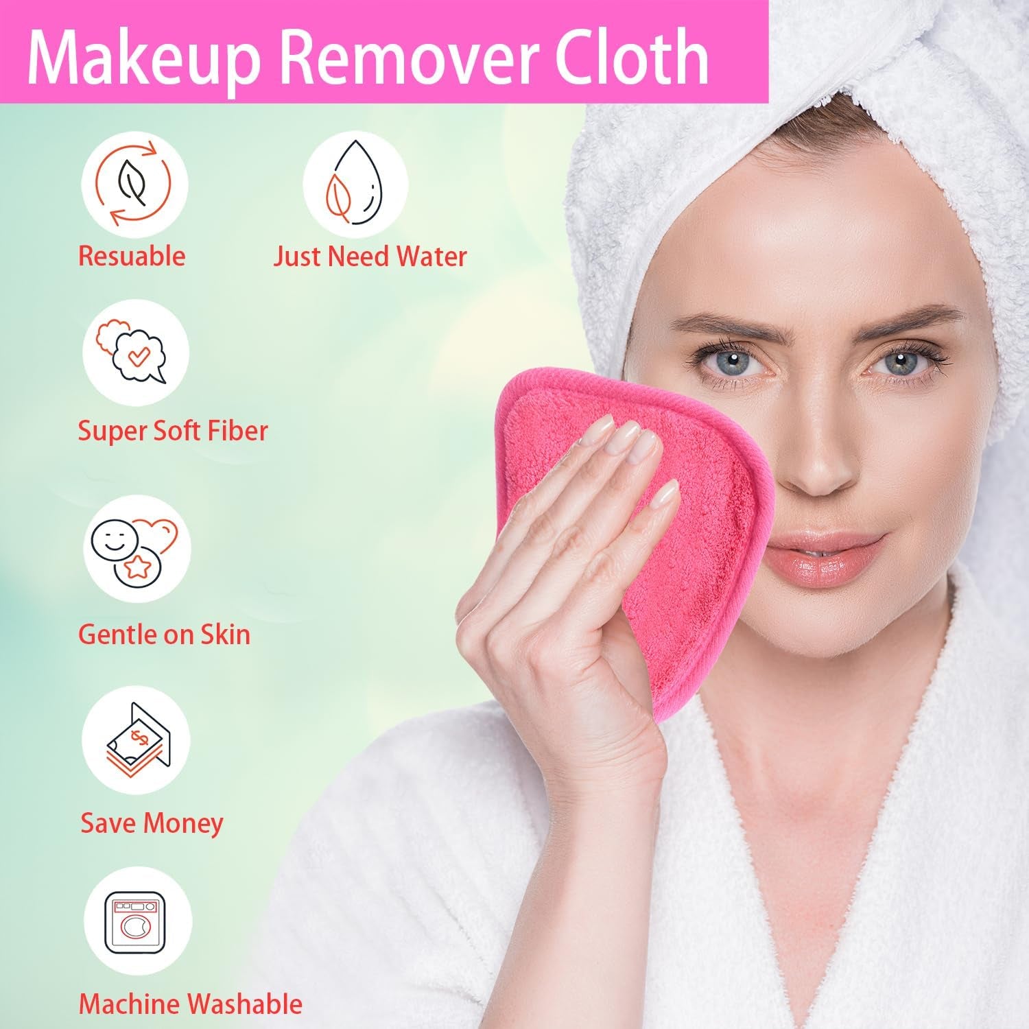 Lot De 12 Chiffons Démaquillants Réutilisables En Microfibre Douce Pour Le Visage, Les Yeux, Les Lèvres - 5 X 5Inch - Rose Foncé