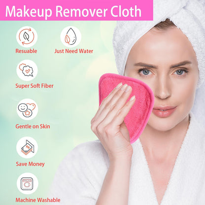Lot De 12 Chiffons Démaquillants Réutilisables En Microfibre Douce Pour Le Visage, Les Yeux, Les Lèvres - 5 X 5Inch - Rose Foncé
