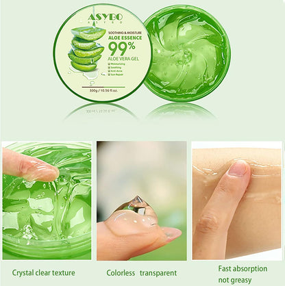 300X2 ML Gel D'Aloe Vera Naturel -Crème Hydratante Bio, Apaisante Et Hydratante, Réparatrice Coups De Soleil Et Cicatrices, Soin Visage Corps Cheveux