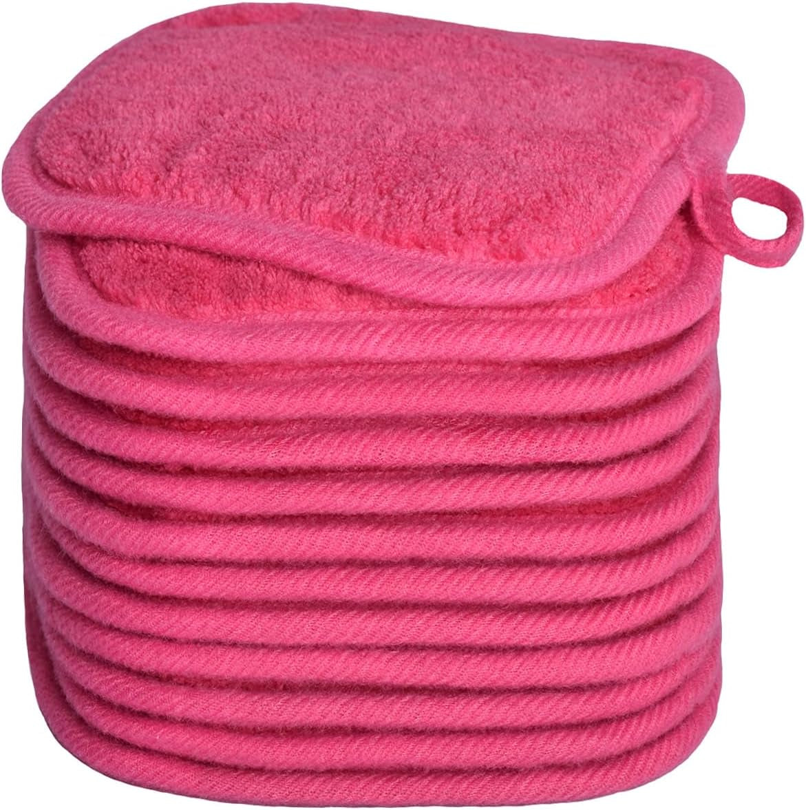 Lot De 12 Chiffons Démaquillants Réutilisables En Microfibre Douce Pour Le Visage, Les Yeux, Les Lèvres - 5 X 5Inch - Rose Foncé