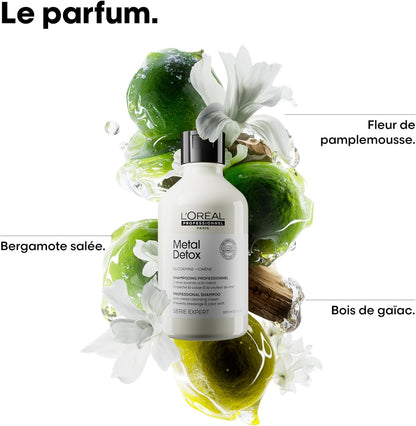 L'OREAL PROFESSIONNEL - Crème Lavante Metal Detox - Shampoing Anti-Casse & Anti-Metal - +67% De Nutrition - Empêche La Couleur De Virer - Sans Sulfate - Cheveux Secs, Abîmés & Cassants - 300 Ml