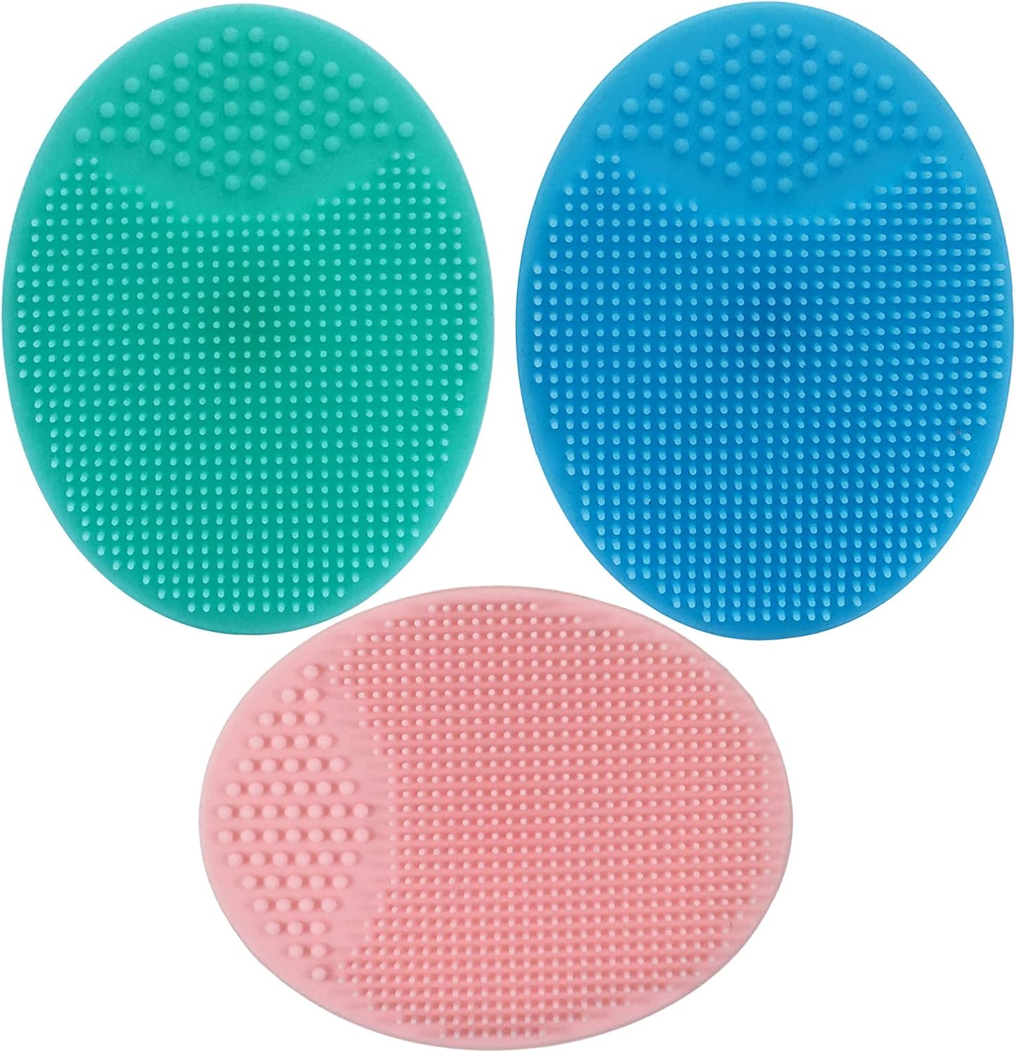 Brosse Visage Manuelle Silicone Et Brosse Exfoliante Pour Adultes，Brosse De Bain Cuir Chevelu Bebe，Brosse De Massage Bebe，Brosse À Bébé Pour Cradle Cap，Brosse En Silicone Souple (Bleu+Rose+Vert)
