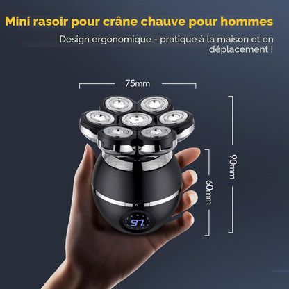 Rasoir Tete Chauve Homme, 7D Rasoir Électrique Homme- 6 En 1 Tondeuse Crane Chauve- Humide/Sec Étanche IPX7 Pour Hommes Chauves Avec Écran LED.