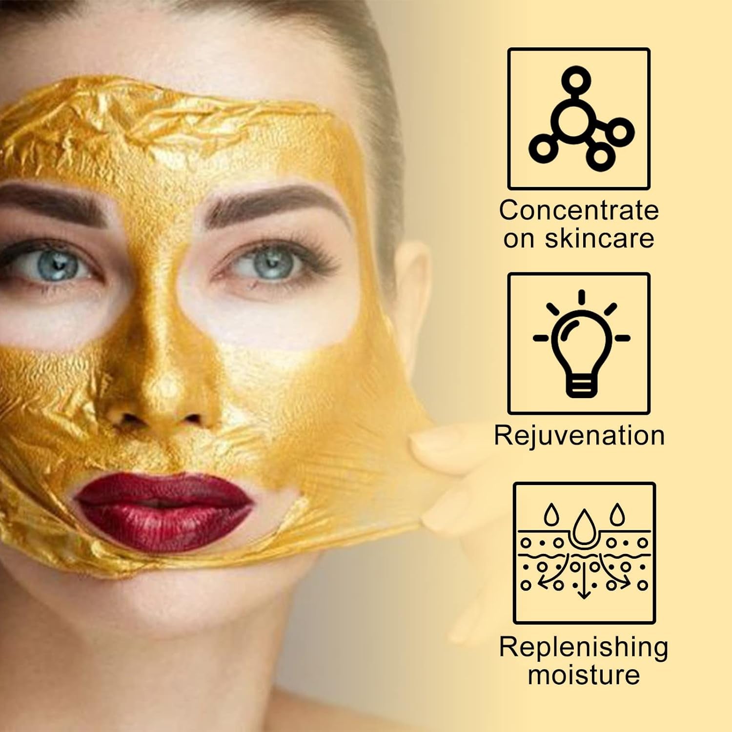 Masque D'Or Au Retinol,Rétinol Venin De Serpent Masque D'Or,Masque Facial Anti-Âge,Masque Visage D'Or,Retinol Snake Venom Gold Mask,Rejuvenating Gold Peel off Mask,Anti-Aging Gold Face Mask