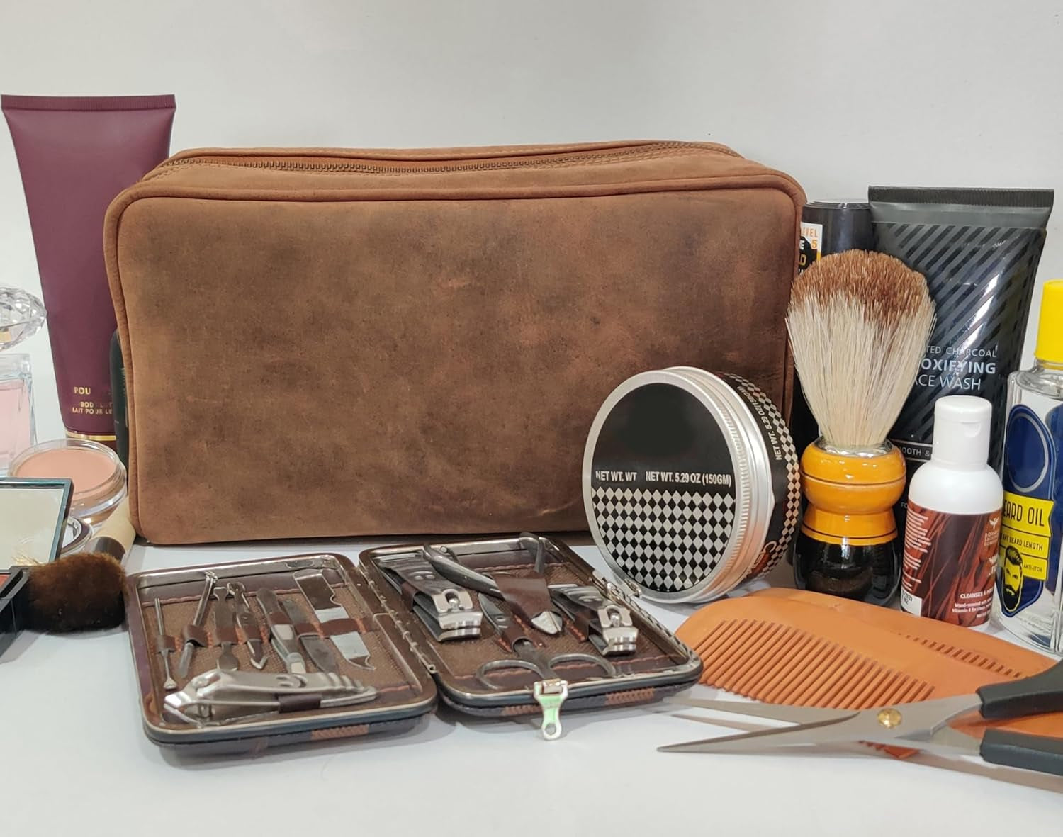 Cuir Trousse De Toilette Homme Voyage - Maquillage Trousse Toilette Femme