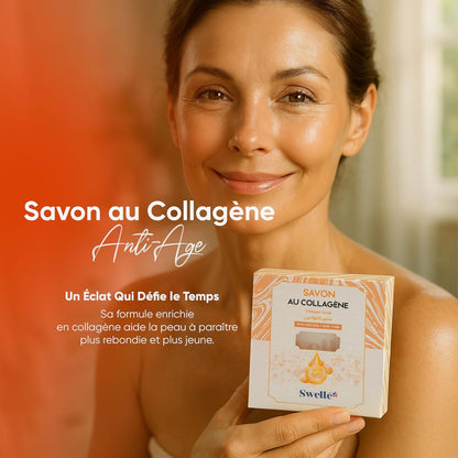Savon Collagène 100 Gr 1Pc Savon Solide Hydratant & Nettoyant | Peau Sèche & Sensible | Usage Quotidien | Nettoyant Visage Doux - Peut Être Utilisé Avec De L'Acide Hyaluronique