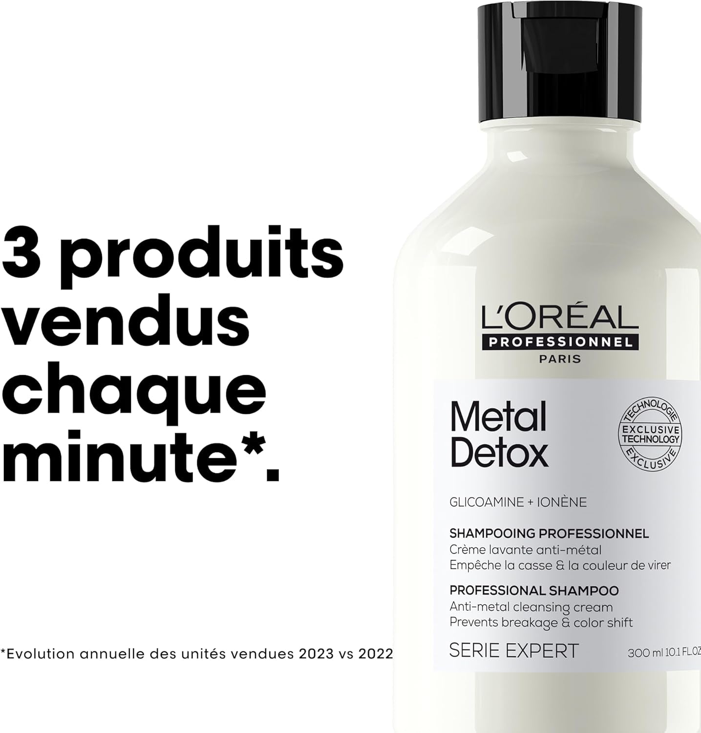 L'OREAL PROFESSIONNEL - Crème Lavante Metal Detox - Shampoing Anti-Casse & Anti-Metal - +67% De Nutrition - Empêche La Couleur De Virer - Sans Sulfate - Cheveux Secs, Abîmés & Cassants - 300 Ml