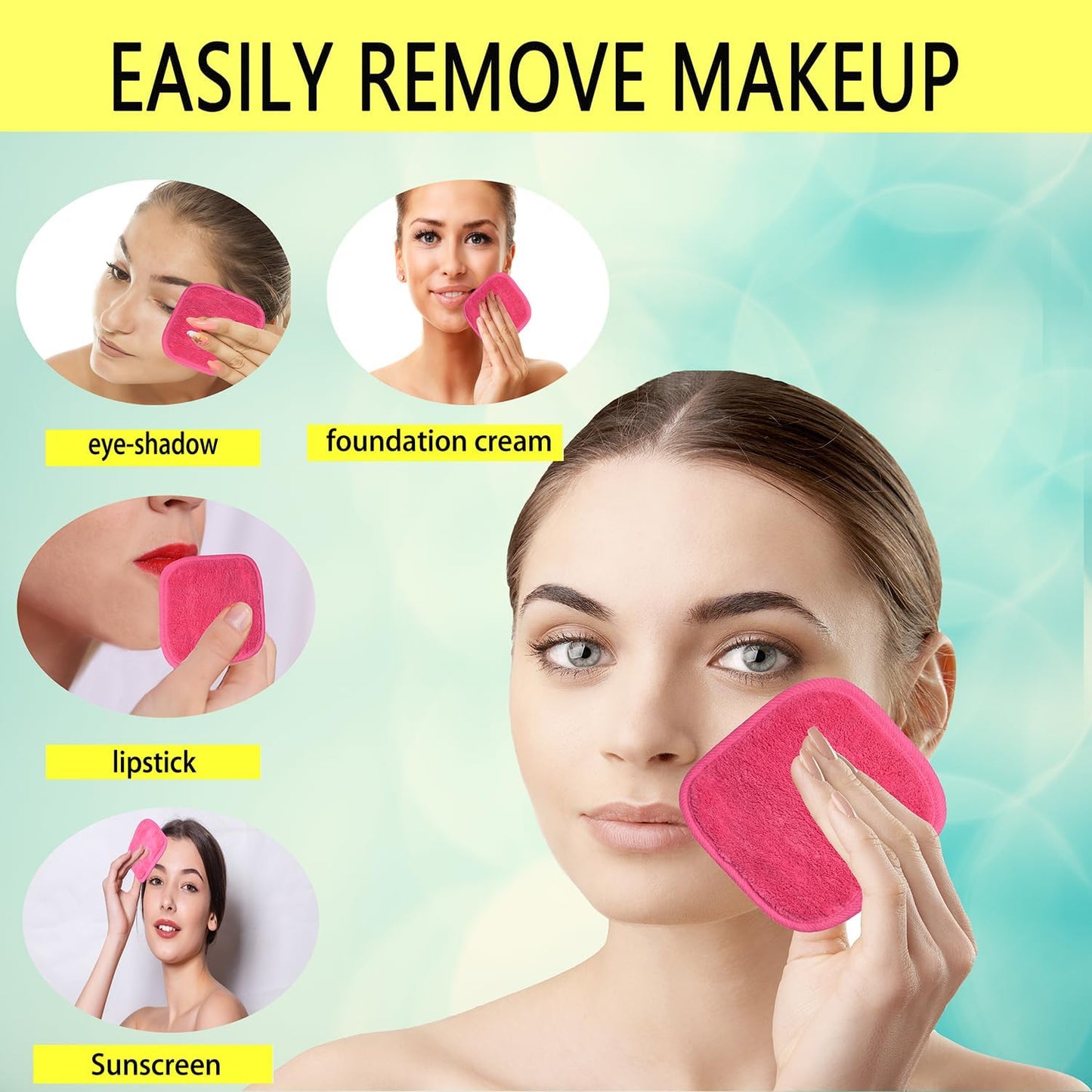 Lot De 12 Chiffons Démaquillants Réutilisables En Microfibre Douce Pour Le Visage, Les Yeux, Les Lèvres - 5 X 5Inch - Rose Foncé