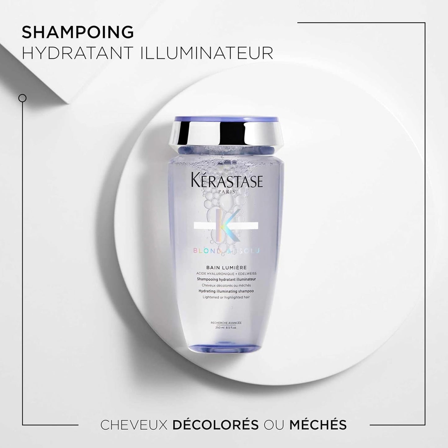 Blond Absolu - Bain Lumière - Shampoing Hydratant & Illuminateur - Cheveux 8 Fois plus Brillants & 11 Fois plus Forts - Cheveux Blonds Décolorés Ou Méchés - 250 Ml