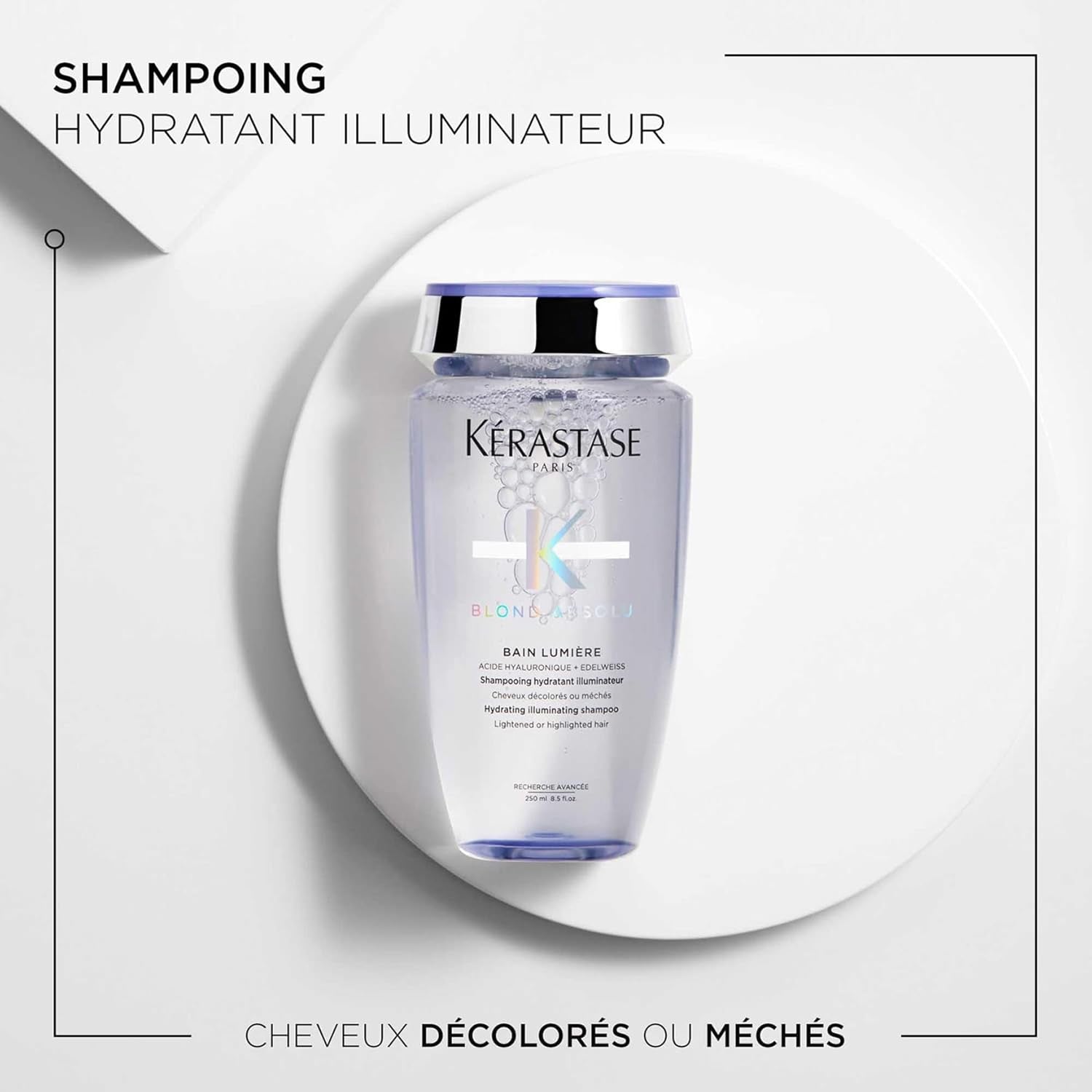 Blond Absolu - Bain Lumière - Shampoing Hydratant & Illuminateur - Cheveux 8 Fois plus Brillants & 11 Fois plus Forts - Cheveux Blonds Décolorés Ou Méchés - 250 Ml