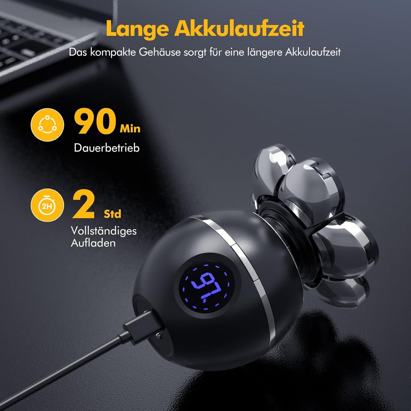 Rasoir Tete Chauve Homme, 7D Rasoir Électrique Homme- 6 En 1 Tondeuse Crane Chauve- Humide/Sec Étanche IPX7 Pour Hommes Chauves Avec Écran LED.