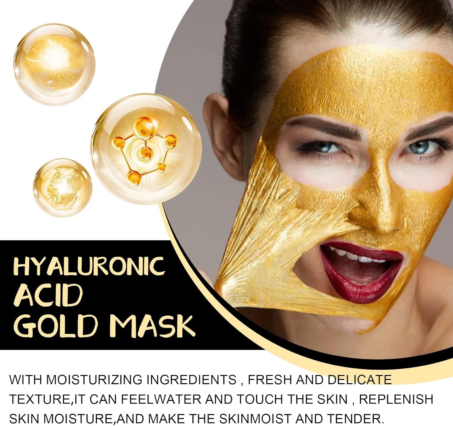 Masque D'Or Au Retinol,Rétinol Venin De Serpent Masque D'Or,Masque Facial Anti-Âge,Masque Visage D'Or,Retinol Snake Venom Gold Mask,Rejuvenating Gold Peel off Mask,Anti-Aging Gold Face Mask
