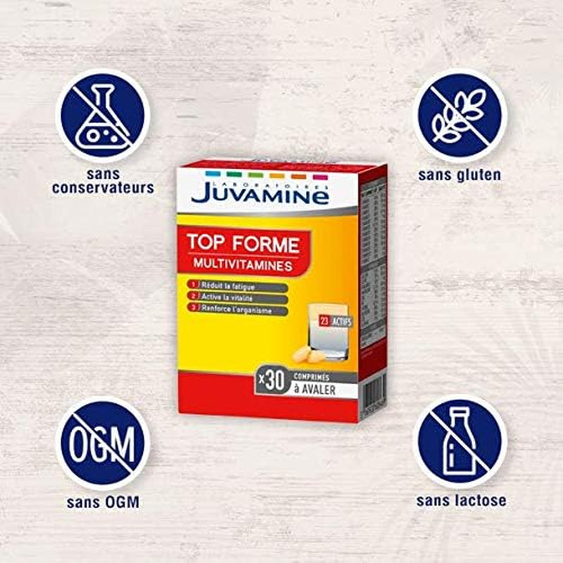 Top Forme, 12 Multivitamines & 10 Minéraux, Vitalité, Tonus, Aide À Réduire La Fatigue, Soutient L'Immunité, Programme De 1 Mois, 30 Comprimés, Fabriqué En France