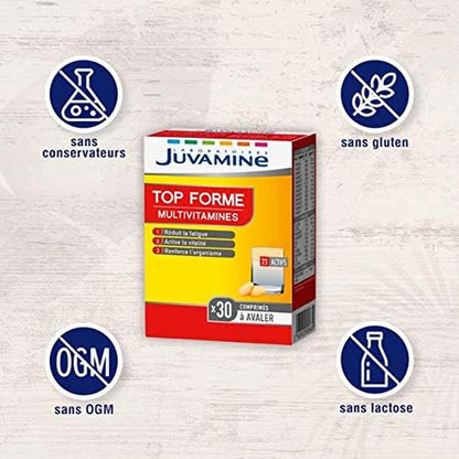 Top Forme, 12 Multivitamines & 10 Minéraux, Vitalité, Tonus, Aide À Réduire La Fatigue, Soutient L'Immunité, Programme De 1 Mois, 30 Comprimés, Fabriqué En France