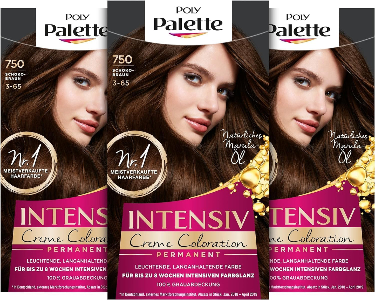 Crème Intensive Coloration 3-65/750 Châtain Chocolat Niveau 3 (3 X 115 Ml) Coloration Permanente Jusqu'À 8 Semaines De Brillance Intense Et Couverture À 100% Des Cheveux Blancs