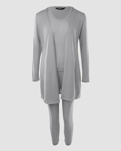 Women’S 3 Piece Lounge Set – Sleeveless Top, Open Front Cardigan & Relaxed Fit Pants
