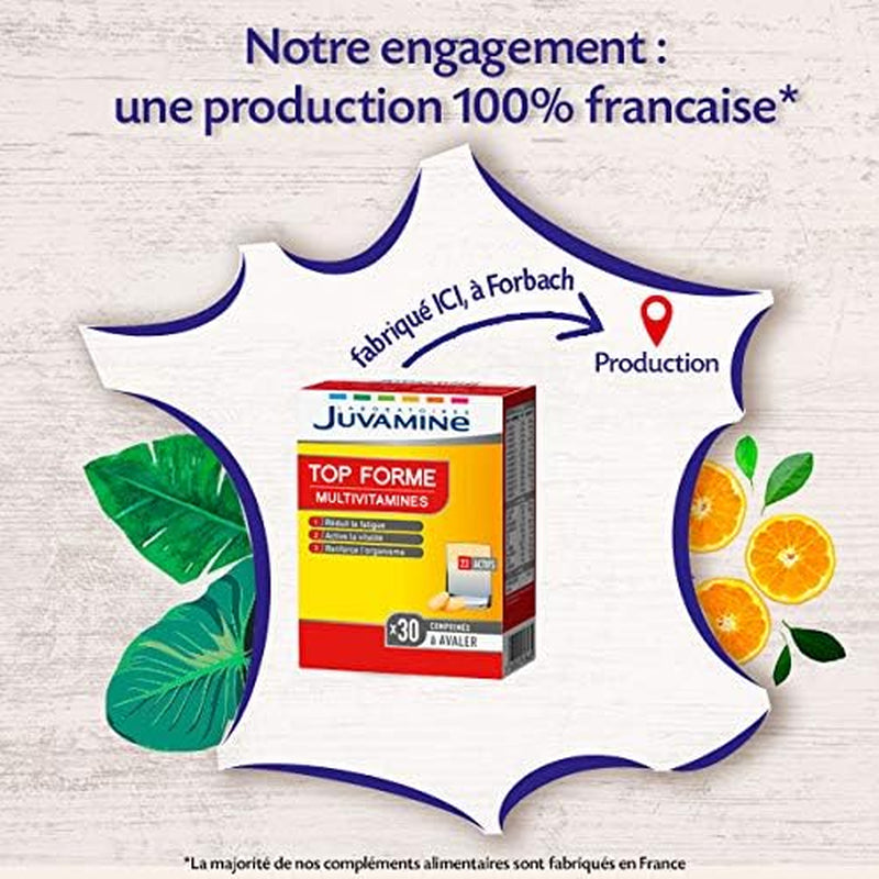 Top Forme, 12 Multivitamines & 10 Minéraux, Vitalité, Tonus, Aide À Réduire La Fatigue, Soutient L'Immunité, Programme De 1 Mois, 30 Comprimés, Fabriqué En France